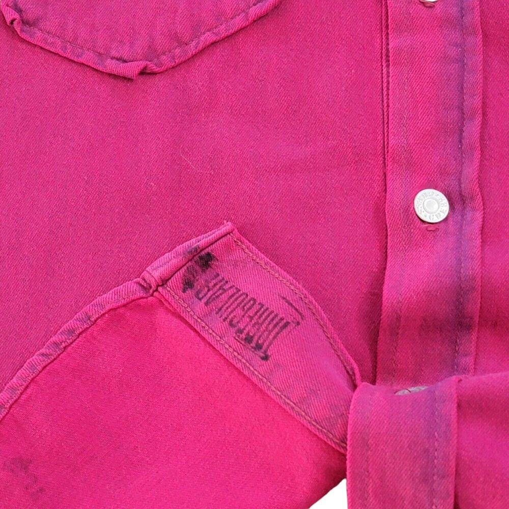 Vintage Guess Sleeveless Shirt Womens Medium Acid Wash Denim Pink Western USA‎ - Picture 12 of 14